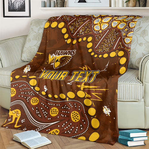 Personalized Hawthorn Hawks Blanket Aboriginal Pattern with Graffiti Style