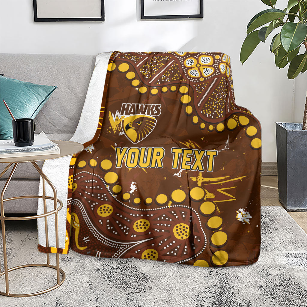 Personalized Hawthorn Hawks Blanket Aboriginal Pattern with Graffiti Style