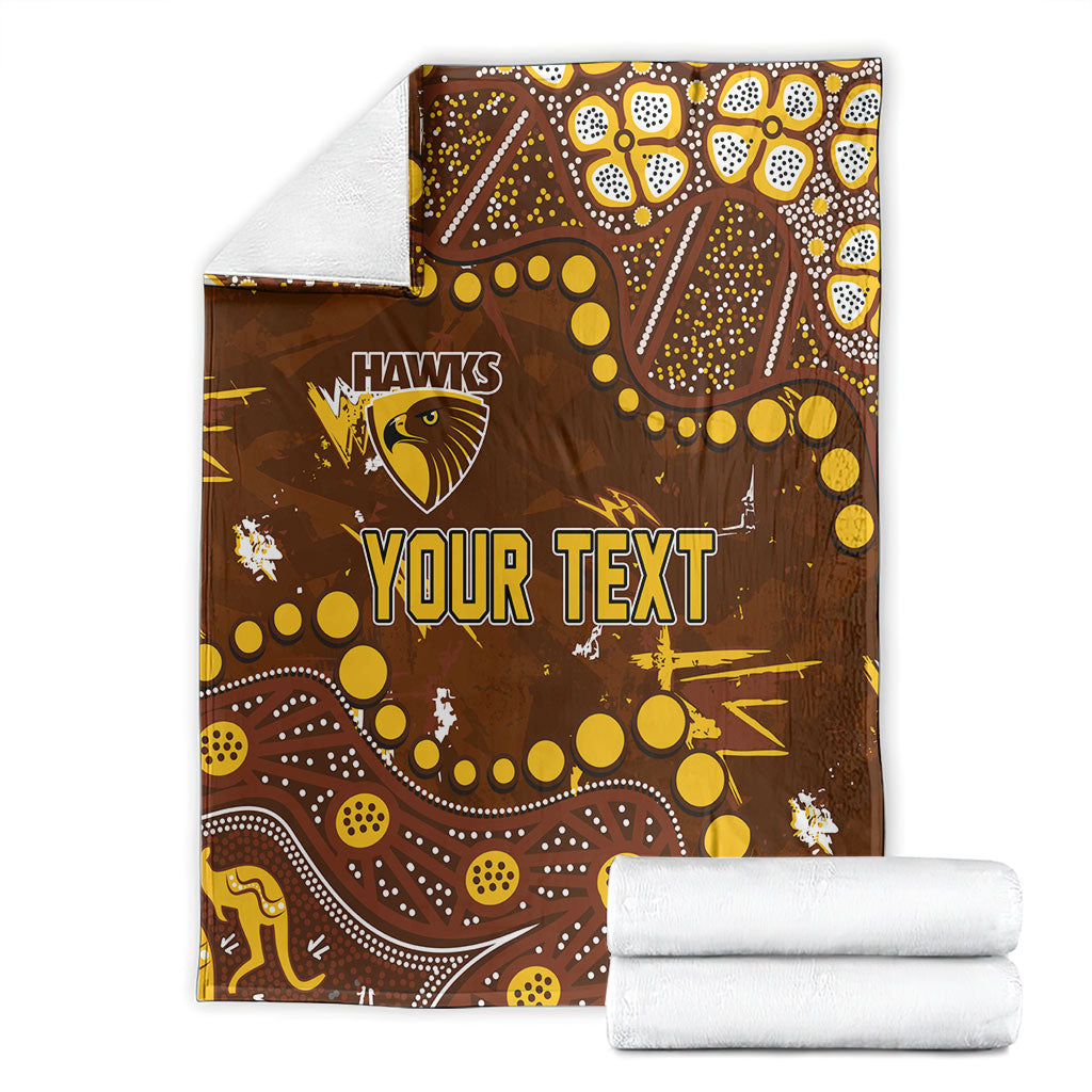 Personalized Hawthorn Hawks Blanket Aboriginal Pattern with Graffiti Style