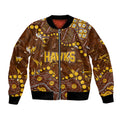 Personalized Hawthorn Hawks Bomber Jacket Aboriginal Pattern with Graffiti Style