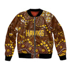 Personalized Hawthorn Hawks Bomber Jacket Aboriginal Pattern with Graffiti Style