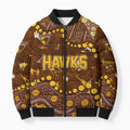 Personalized Hawthorn Hawks Bomber Puffer Jacket Aboriginal Pattern with Graffiti Style