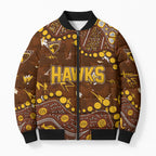 Personalized Hawthorn Hawks Bomber Puffer Jacket Aboriginal Pattern with Graffiti Style