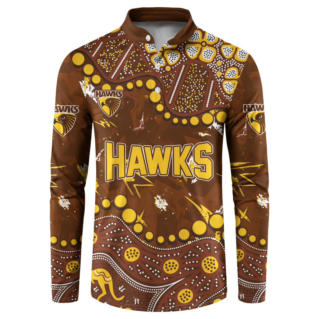 Personalized Hawthorn Hawks Button Sweatshirt Aboriginal Pattern with Graffiti Style