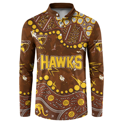 Personalized Hawthorn Hawks Button Sweatshirt Aboriginal Pattern with Graffiti Style