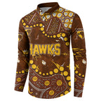 Personalized Hawthorn Hawks Button Sweatshirt Aboriginal Pattern with Graffiti Style