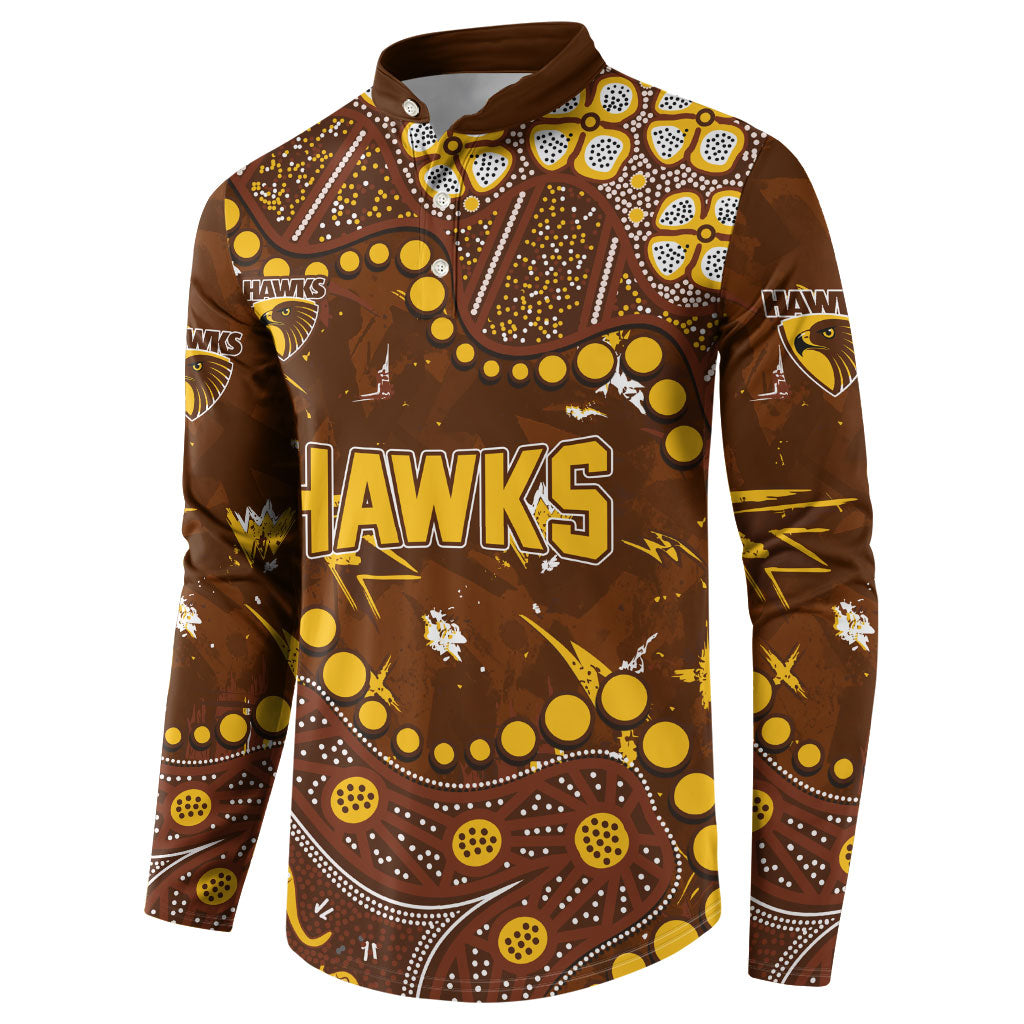 Personalized Hawthorn Hawks Button Sweatshirt Aboriginal Pattern with Graffiti Style