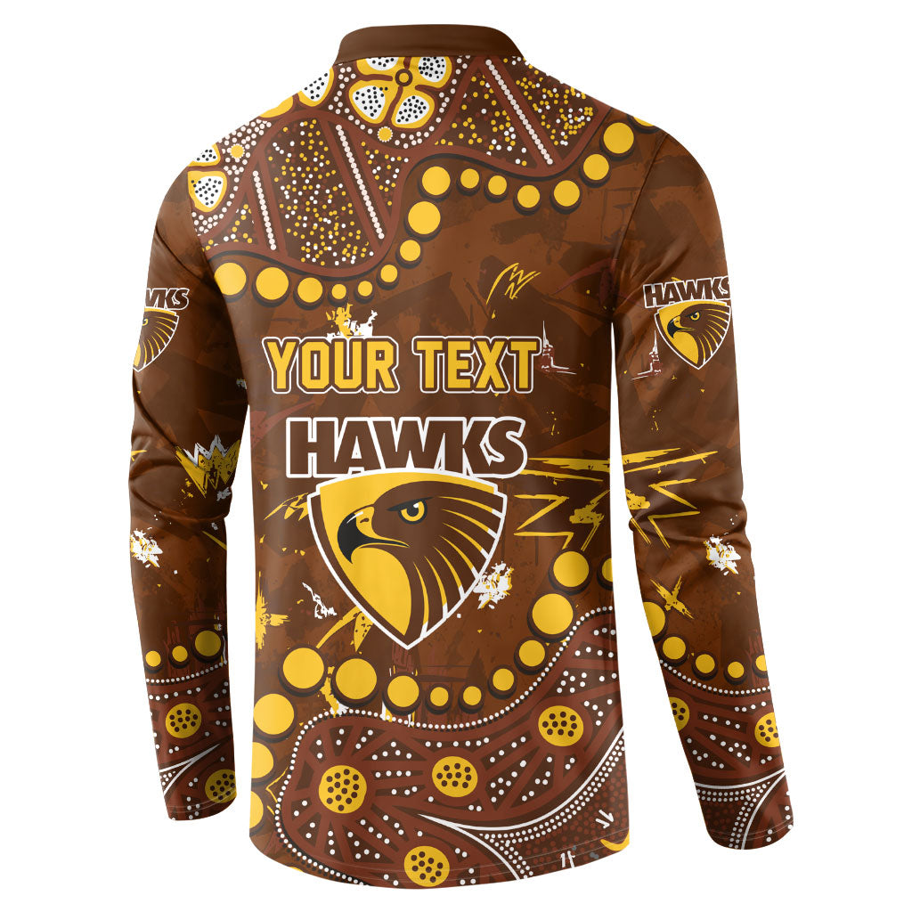 Personalized Hawthorn Hawks Button Sweatshirt Aboriginal Pattern with Graffiti Style