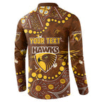Personalized Hawthorn Hawks Button Sweatshirt Aboriginal Pattern with Graffiti Style