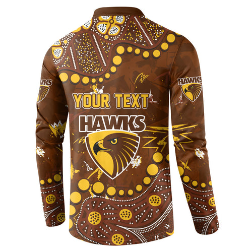 Personalized Hawthorn Hawks Button Sweatshirt Aboriginal Pattern with Graffiti Style
