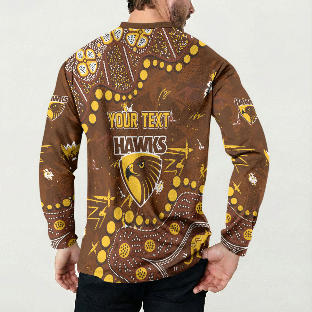 Personalized Hawthorn Hawks Button Sweatshirt Aboriginal Pattern with Graffiti Style