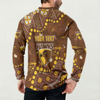 Personalized Hawthorn Hawks Button Sweatshirt Aboriginal Pattern with Graffiti Style
