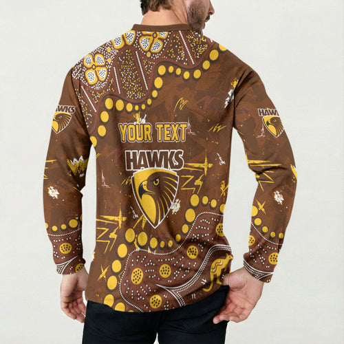 Personalized Hawthorn Hawks Button Sweatshirt Aboriginal Pattern with Graffiti Style