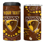 Personalized Hawthorn Hawks 4 in 1 Can Cooler Tumbler Aboriginal Pattern with Graffiti Style