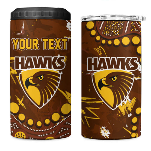 Personalized Hawthorn Hawks 4 in 1 Can Cooler Tumbler Aboriginal Pattern with Graffiti Style