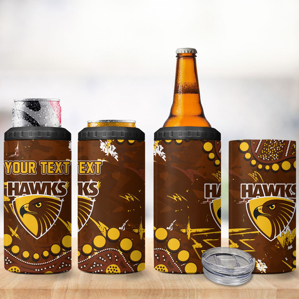 Personalized Hawthorn Hawks 4 in 1 Can Cooler Tumbler Aboriginal Pattern with Graffiti Style