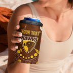 Personalized Hawthorn Hawks 4 in 1 Can Cooler Tumbler Aboriginal Pattern with Graffiti Style