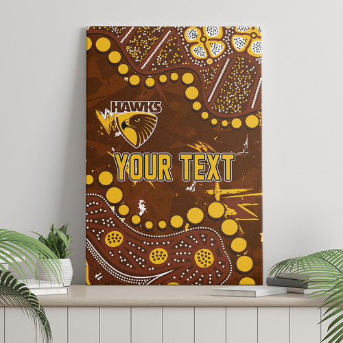 Personalized Hawthorn Hawks Canvas Wall Art Aboriginal Pattern with Graffiti Style