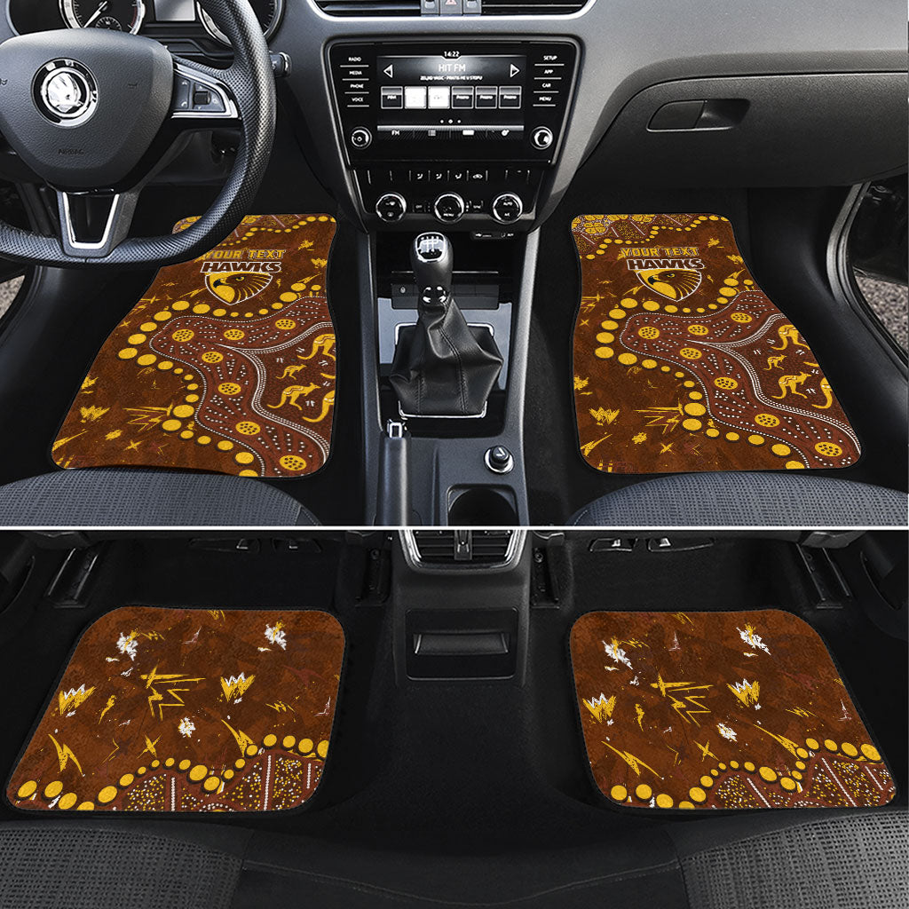 Personalized Hawthorn Hawks Car Mats Aboriginal Pattern with Graffiti Style