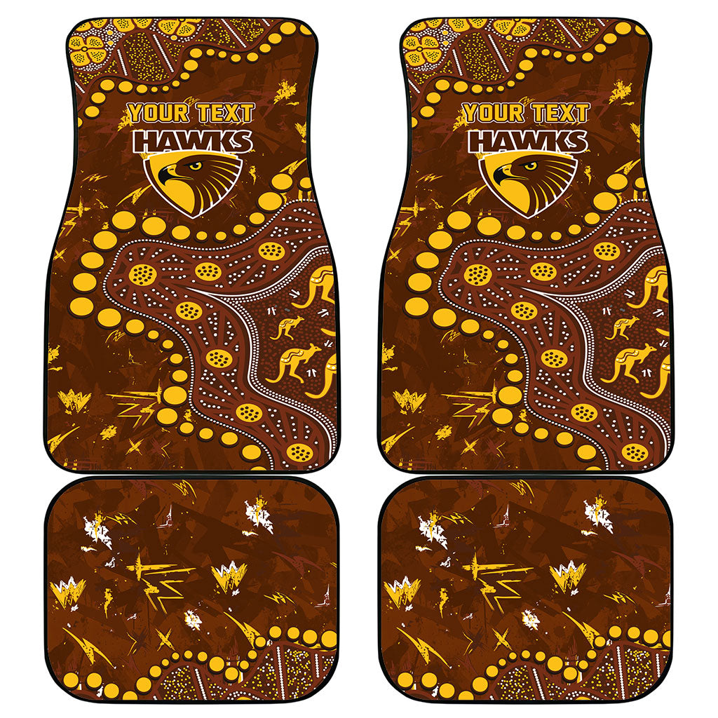 Personalized Hawthorn Hawks Car Mats Aboriginal Pattern with Graffiti Style