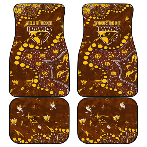 Personalized Hawthorn Hawks Car Mats Aboriginal Pattern with Graffiti Style