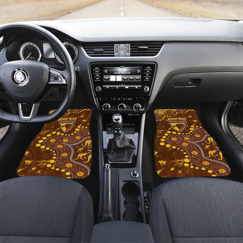 Personalized Hawthorn Hawks Car Mats Aboriginal Pattern with Graffiti Style