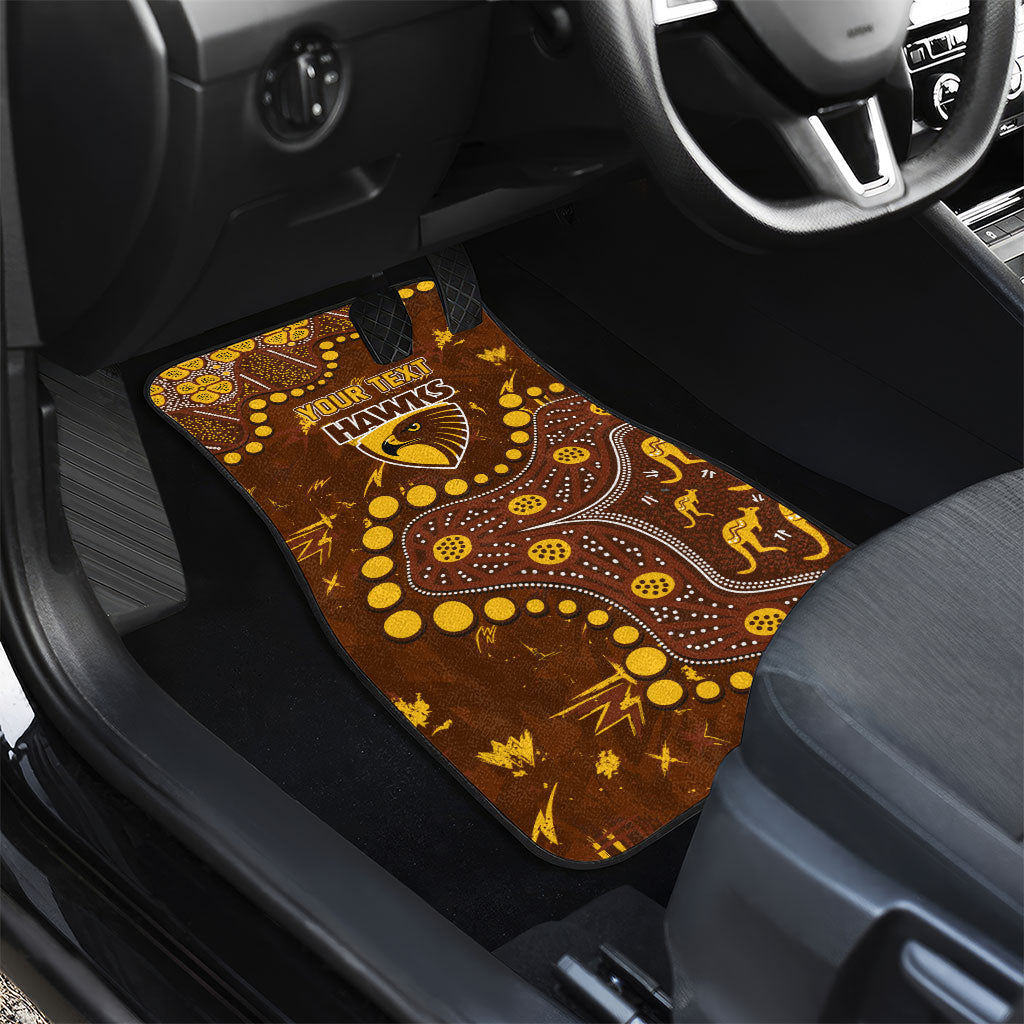 Personalized Hawthorn Hawks Car Mats Aboriginal Pattern with Graffiti Style