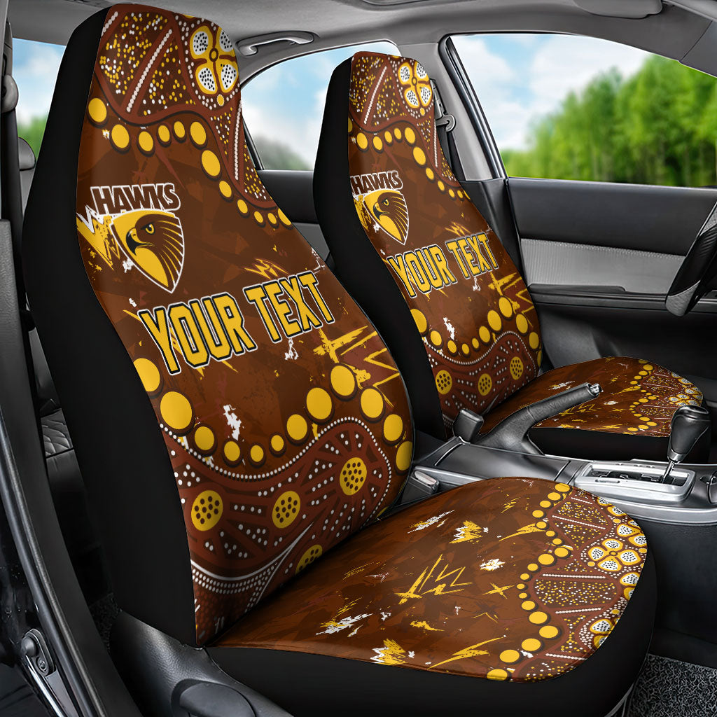 Personalized Hawthorn Hawks Car Seat Cover Aboriginal Pattern with Graffiti Style