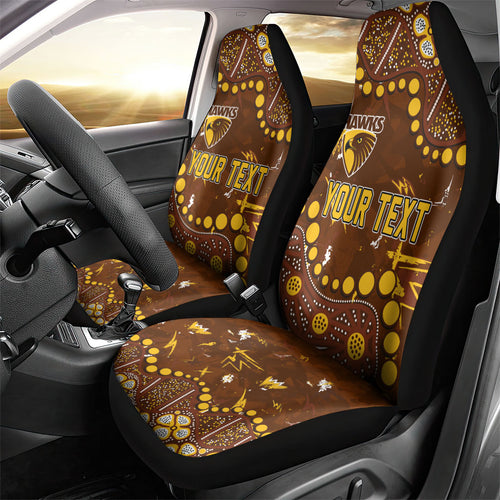 Personalized Hawthorn Hawks Car Seat Cover Aboriginal Pattern with Graffiti Style