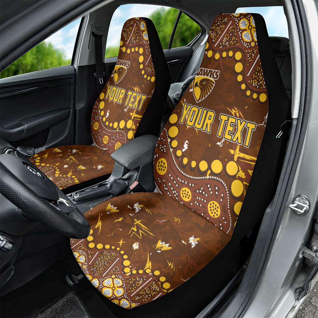 Personalized Hawthorn Hawks Car Seat Cover Aboriginal Pattern with Graffiti Style