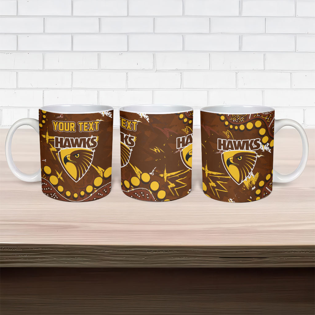 Personalized Hawthorn Hawks Ceramic Mug Aboriginal Pattern with Graffiti Style