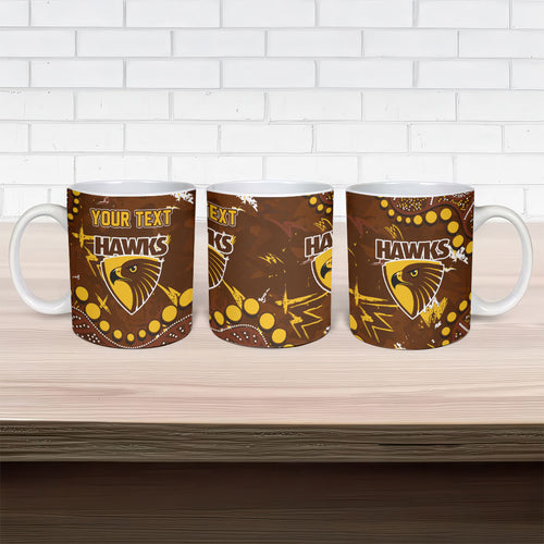 Personalized Hawthorn Hawks Ceramic Mug Aboriginal Pattern with Graffiti Style