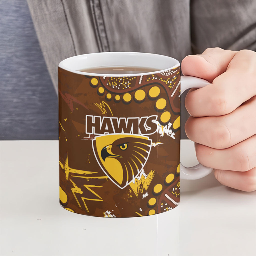 Personalized Hawthorn Hawks Ceramic Mug Aboriginal Pattern with Graffiti Style