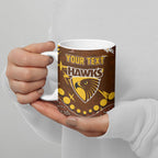 Personalized Hawthorn Hawks Ceramic Mug Aboriginal Pattern with Graffiti Style