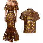 Personalized Hawthorn Hawks Couples Matching Mermaid Dress and Hawaiian Shirt Aboriginal Pattern with Graffiti Style