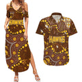 Personalized Hawthorn Hawks Couples Matching Summer Maxi Dress and Hawaiian Shirt Aboriginal Pattern with Graffiti Style