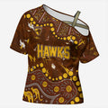 Personalized Hawthorn Hawks Cross Shoulder Shirt Aboriginal Pattern with Graffiti Style
