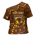 Personalized Hawthorn Hawks Cross Shoulder Shirt Aboriginal Pattern with Graffiti Style