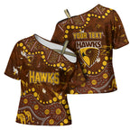 Personalized Hawthorn Hawks Cross Shoulder Shirt Aboriginal Pattern with Graffiti Style