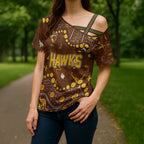 Personalized Hawthorn Hawks Cross Shoulder Shirt Aboriginal Pattern with Graffiti Style