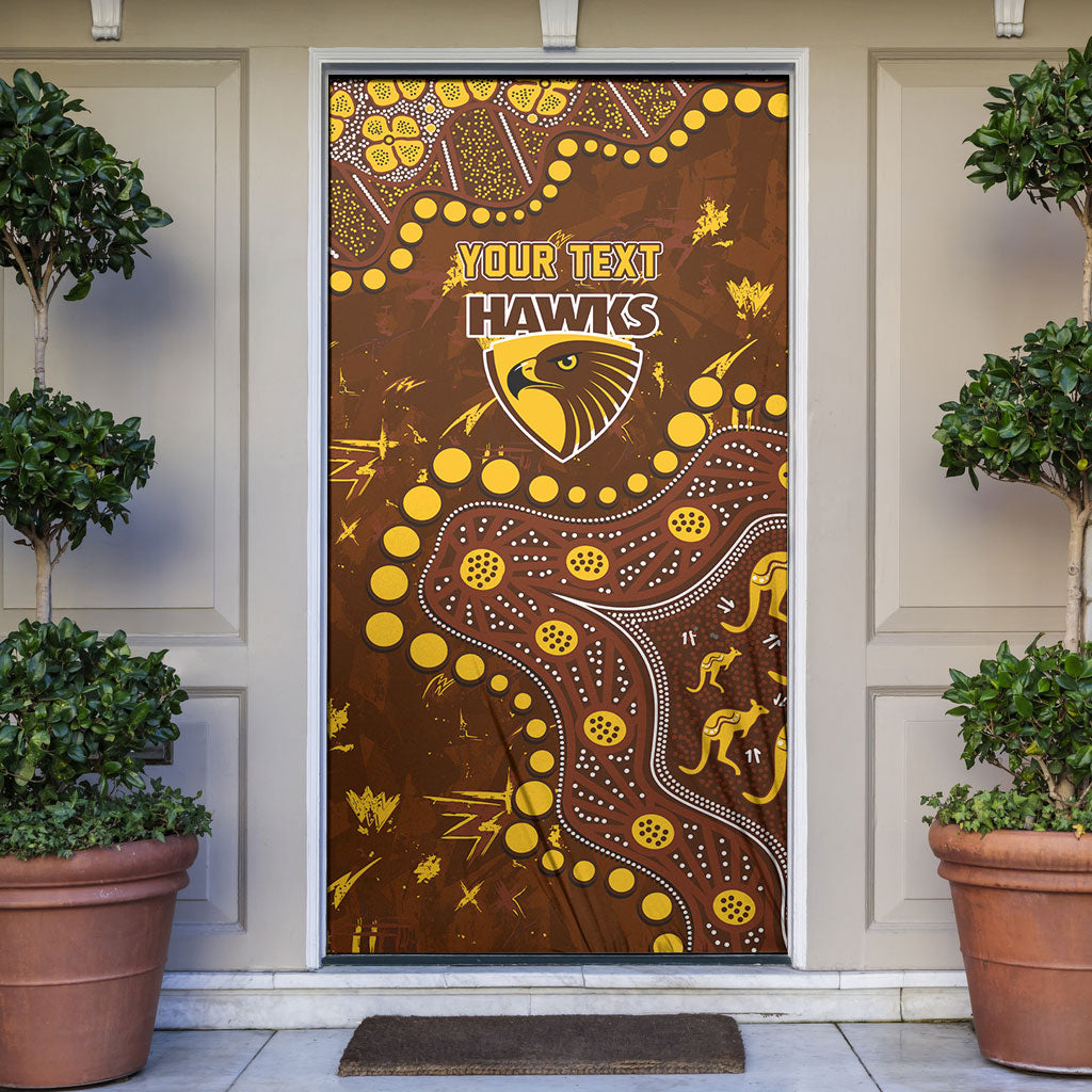 Personalized Hawthorn Hawks Door Cover Aboriginal Pattern with Graffiti Style