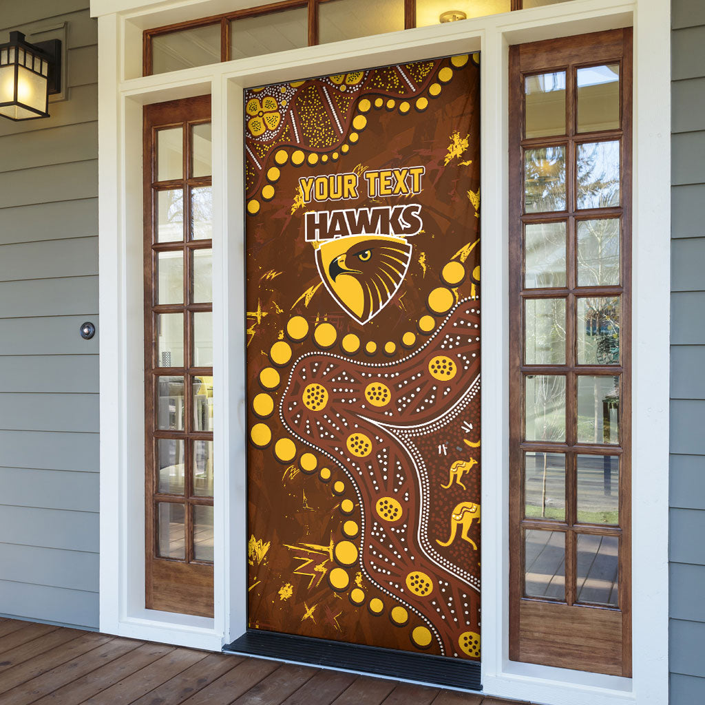 Personalized Hawthorn Hawks Door Cover Aboriginal Pattern with Graffiti Style