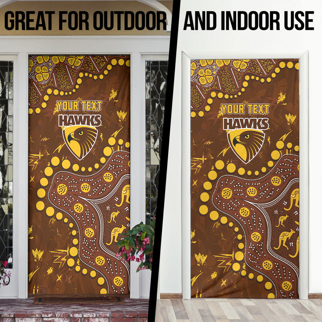 Personalized Hawthorn Hawks Door Cover Aboriginal Pattern with Graffiti Style
