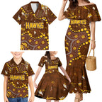 Personalized Hawthorn Hawks Family Matching Mermaid Dress and Hawaiian Shirt Aboriginal Pattern with Graffiti Style