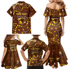 Personalized Hawthorn Hawks Family Matching Mermaid Dress and Hawaiian Shirt Aboriginal Pattern with Graffiti Style
