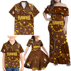 Personalized Hawthorn Hawks Family Matching Off Shoulder Maxi Dress and Hawaiian Shirt Aboriginal Pattern with Graffiti Style
