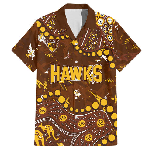 Personalized Hawthorn Hawks Family Matching Off Shoulder Maxi Dress and Hawaiian Shirt Aboriginal Pattern with Graffiti Style