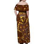 Personalized Hawthorn Hawks Family Matching Off Shoulder Maxi Dress and Hawaiian Shirt Aboriginal Pattern with Graffiti Style