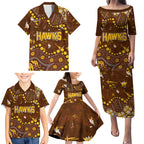 Personalized Hawthorn Hawks Family Matching Puletasi and Hawaiian Shirt Aboriginal Pattern with Graffiti Style