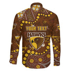 Personalized Hawthorn Hawks Family Matching Short Sleeve Bodycon Dress and Hawaiian Shirt Aboriginal Pattern with Graffiti Style